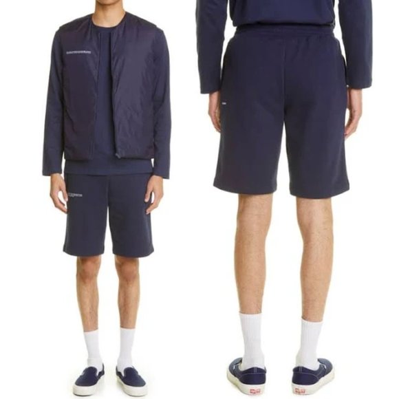 Pangaia 365 Long‎ Navy Organic Cotton Sweat Shorts Unisex S - Picture 1 of 7